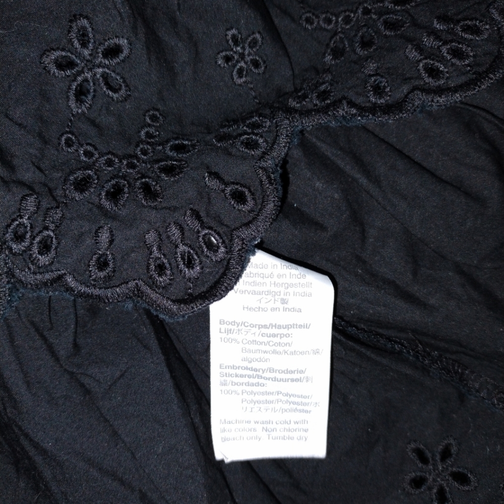 J. Crew | Black Sleeveless Tulip-Back Eyelet Peplum Top - Picture 6 of 8
